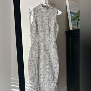 Express Black and White Textured Midi Dress